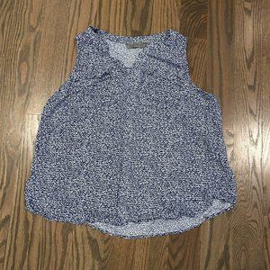 Rose & Rhyme Blue Sleeveless Patterned Blouse Top Size M